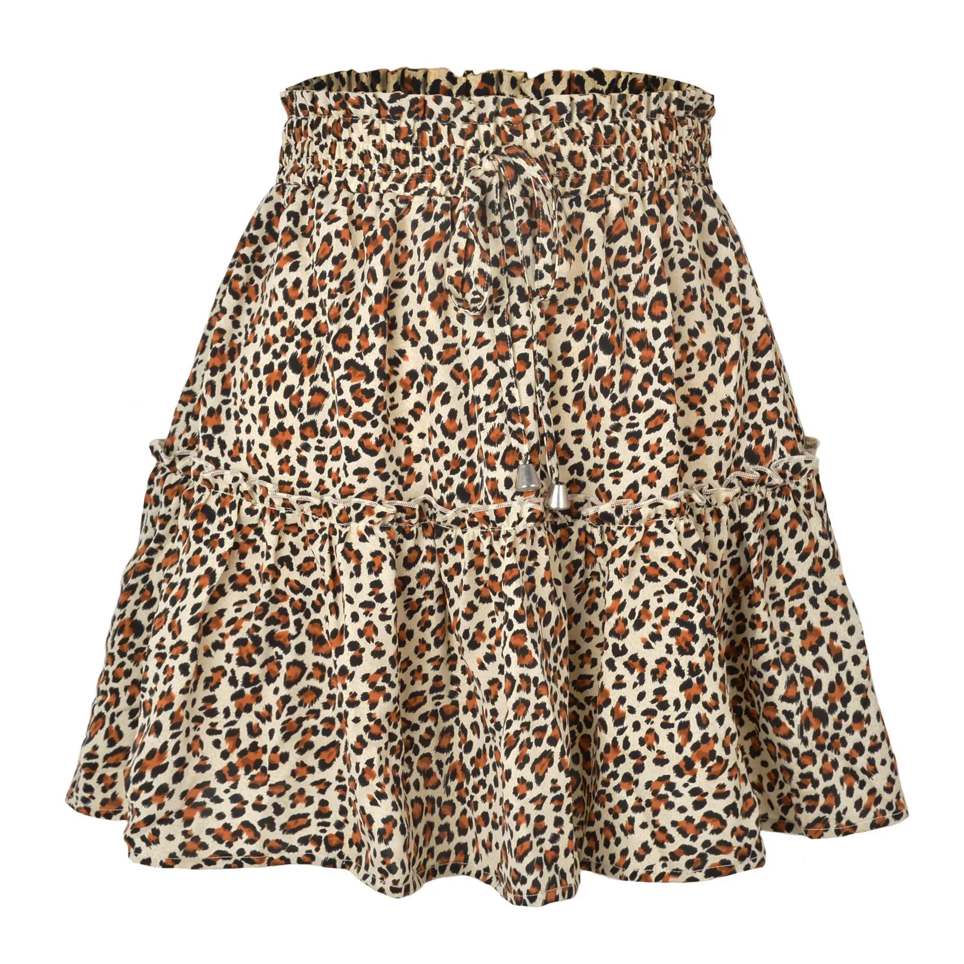 Women High Waist Ruffled Floral Skirt White - Image 20
