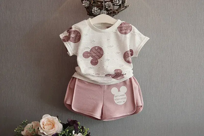 2025 Korean Style Girls Ripped Shorts Set Pink — feature 13