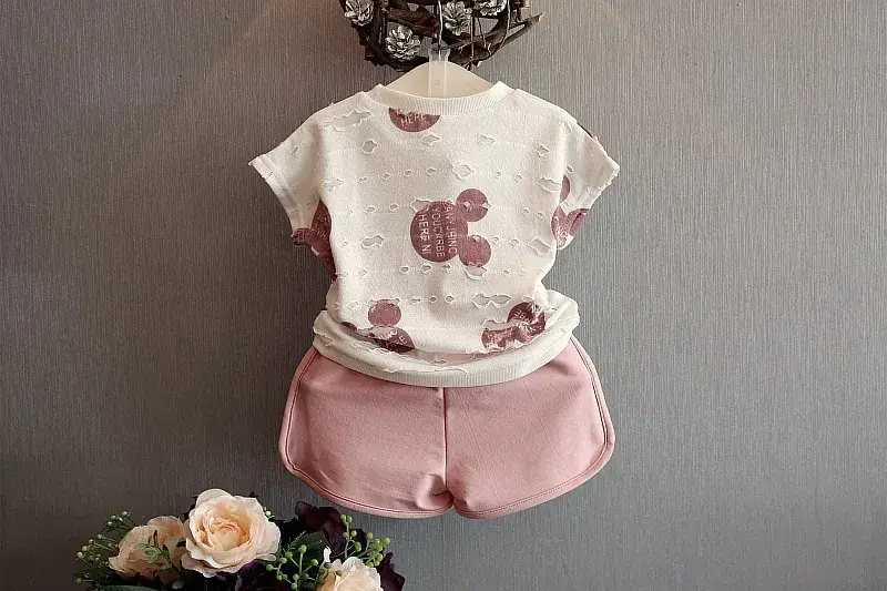 2025 Korean Style Girls Ripped Shorts Set Pink — feature 14