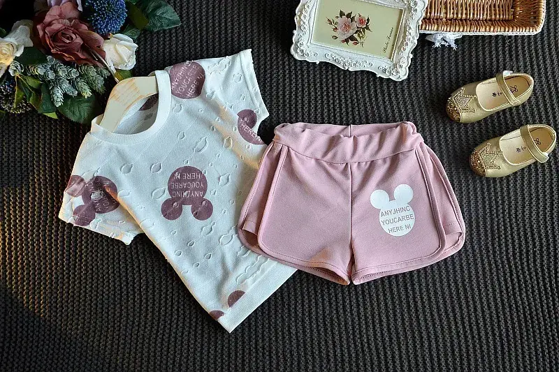 2025 Korean Style Girls Ripped Shorts Set Pink — feature 17