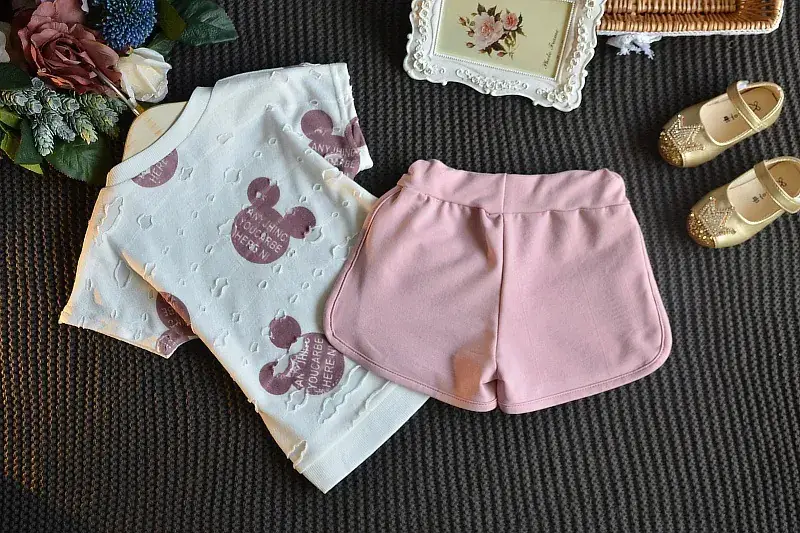 2025 Korean Style Girls Ripped Shorts Set Pink — feature 18