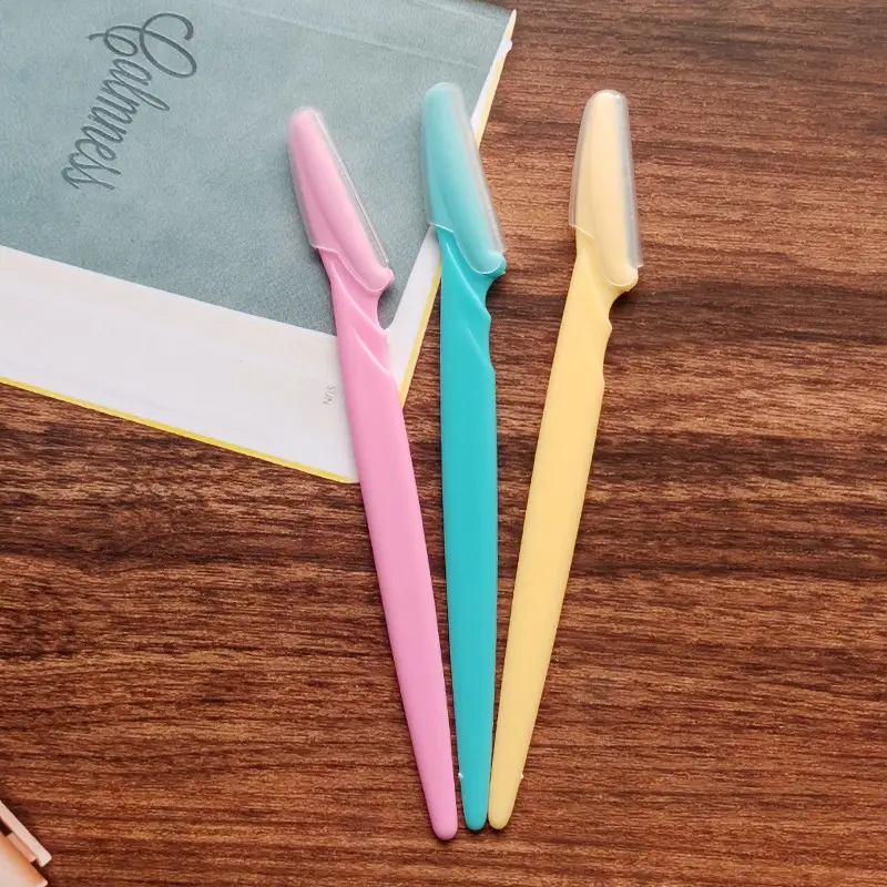 Mini Eyebrow Shaving Knife Set Pink Blue Yellow