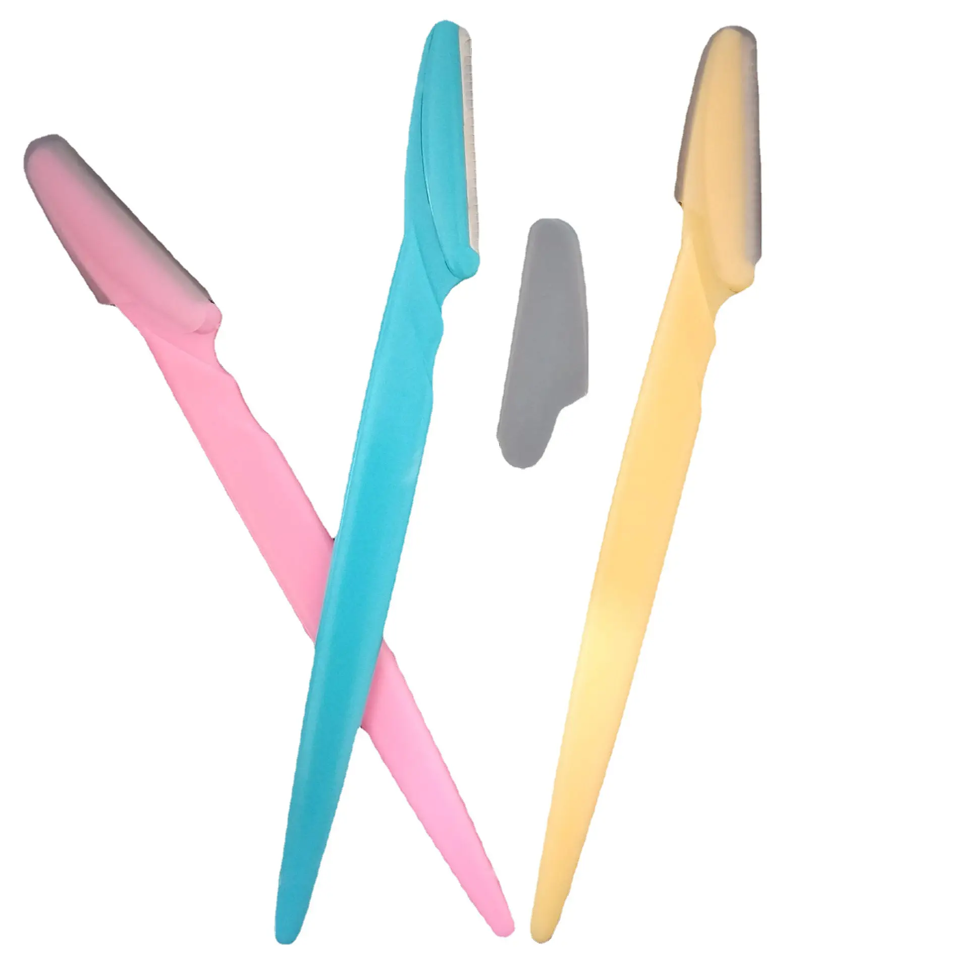 Mini Eyebrow Shaving Knife Set Pink Blue Yellow
