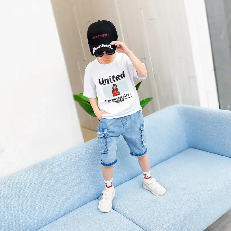Kids Denim Shorts 2025 Summer Boys Cotton Mid-Length - Image 3