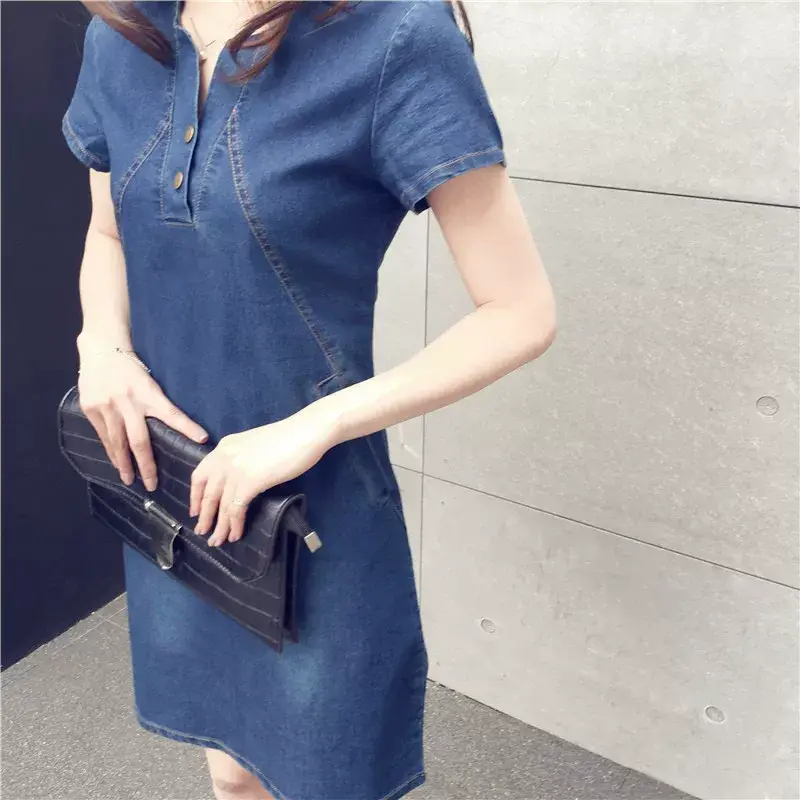 Women Denim Mid-Length Slim Fit Dress Large — feature 8