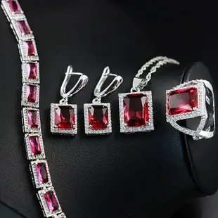 New Year's Pink Zircon Heart Jewelry Set — feature 6
