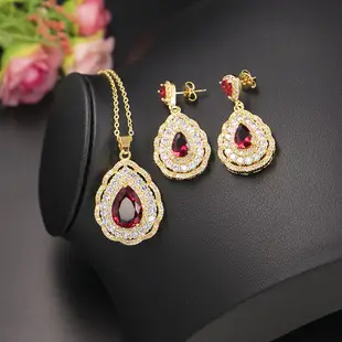 New Year's Pink Zircon Heart Jewelry Set — feature 9