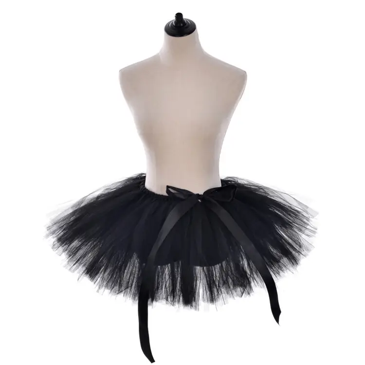 Adult Black Red Mesh Tutu Skirt High Waist Ballet Wear - Image 3