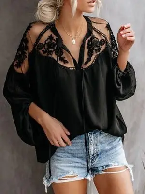 Women's White Lace Chiffon Top with Cold Shoulder Design