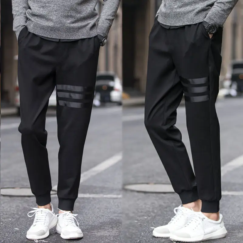 Men's 2019 Slim Fit Elastic Casual Pants Black - Image 3