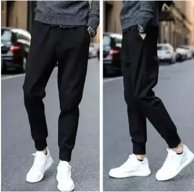 Men's 2019 Slim Fit Elastic Casual Pants Black - Image 4