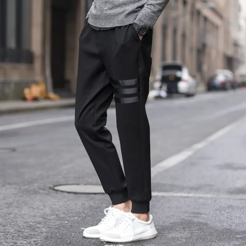 Men's 2019 Slim Fit Elastic Casual Pants Black - Image 5