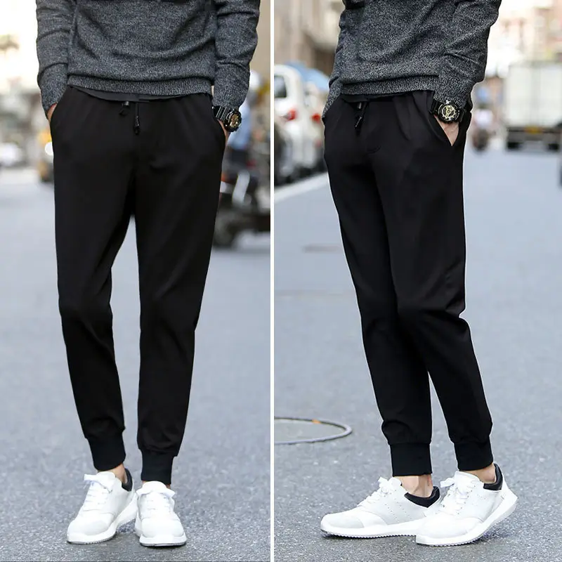 Men's 2019 Slim Fit Elastic Casual Pants Black - Image 7