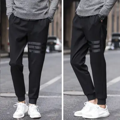 Men's 2019 Slim Fit Elastic Casual Pants Black - Image 9