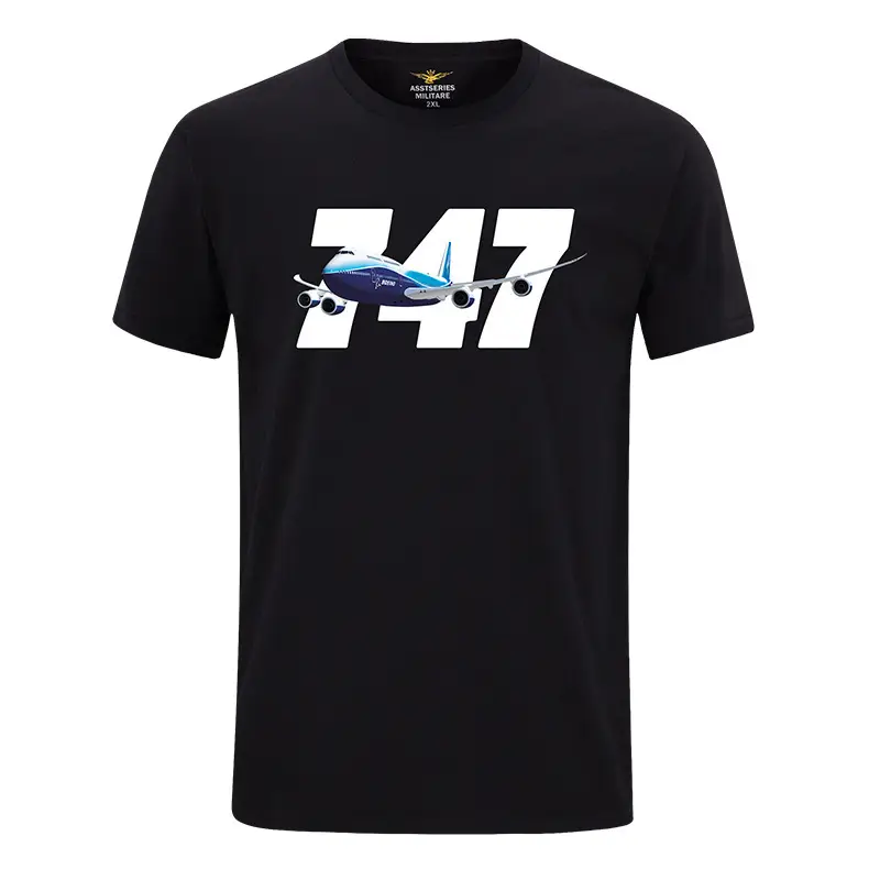 Men's 347 Airplane Graphic T-Shirt Brown Pure Cotton - Image 10