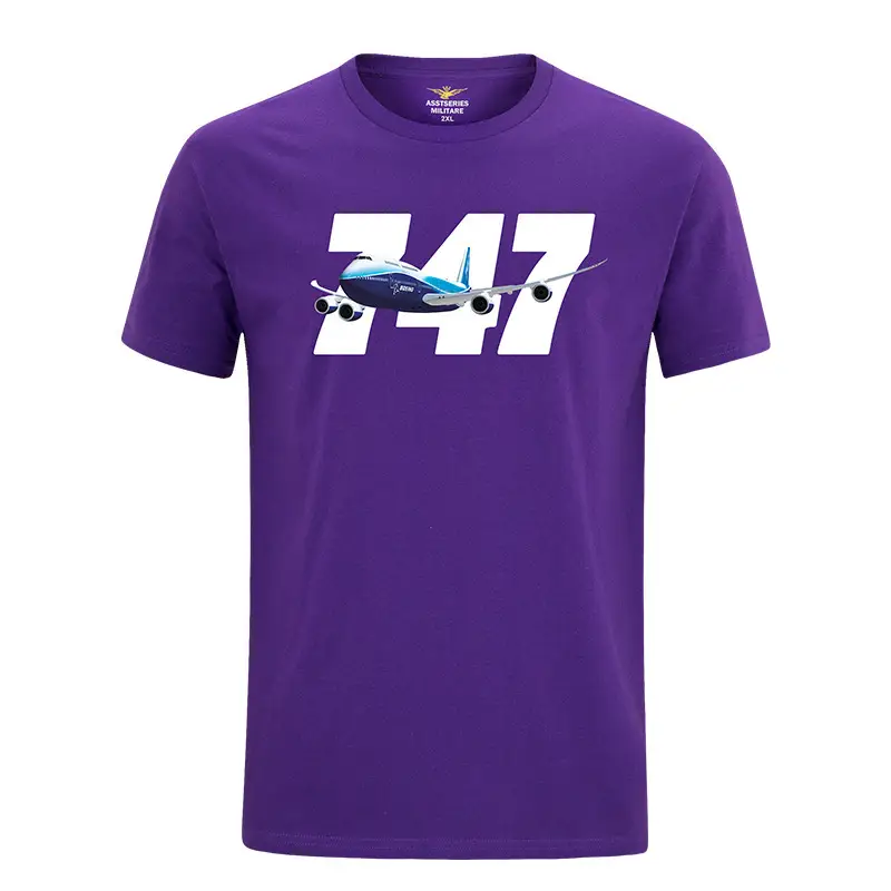 Men's 347 Airplane Graphic T-Shirt Brown Pure Cotton - Image 11