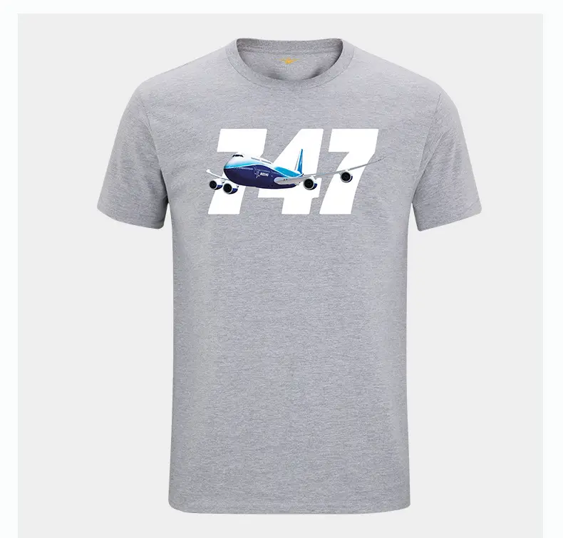 Men's 347 Airplane Graphic T-Shirt Brown Pure Cotton - Image 4