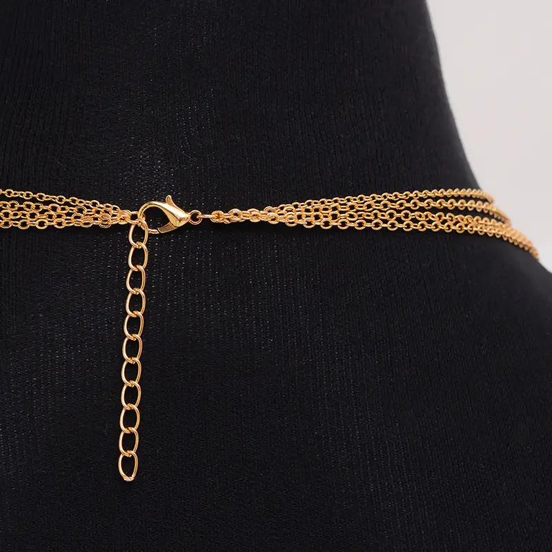 Gold Multi Layer Cross Necklace for Women - Image 4