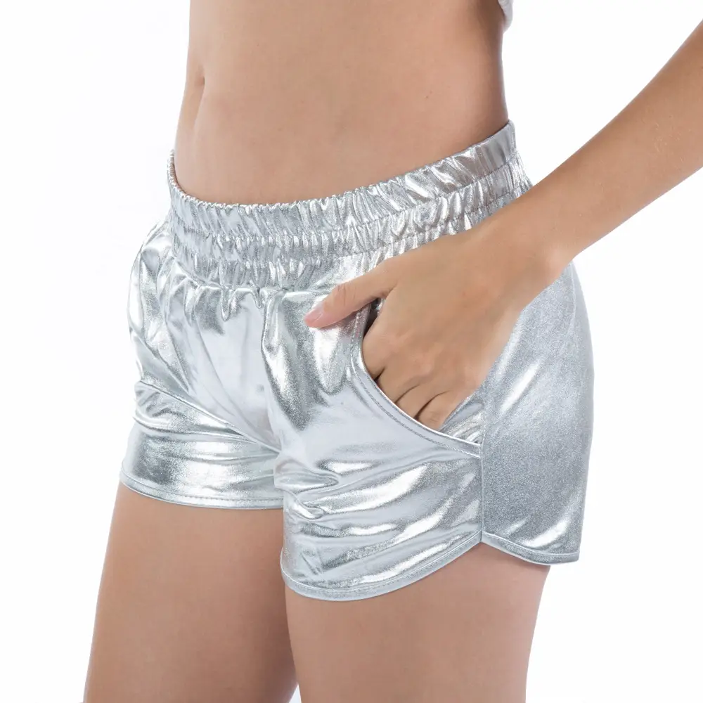 Women's Elastic Waist Hot Pants Gold Black Silver Green