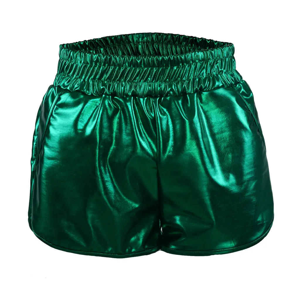 Women's Elastic Waist Hot Pants Gold Black Silver Green
