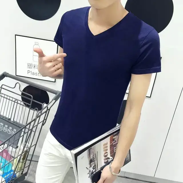 Men's 2023 Summer Slim Fit T-Shirt Brown Round Neck - Image 16