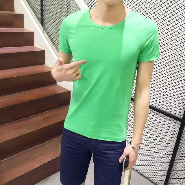 Men's 2023 Summer Slim Fit T-Shirt Brown Round Neck - Image 7