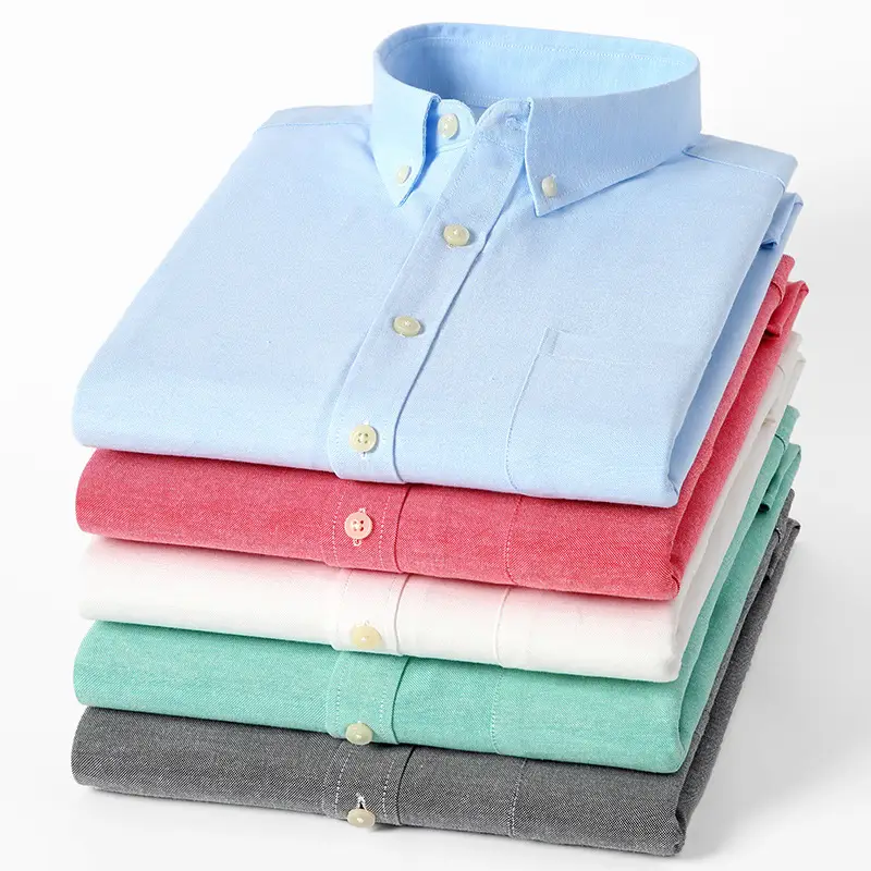Men's Grey Oxford Button Shirt Long Sleeve - Image 12