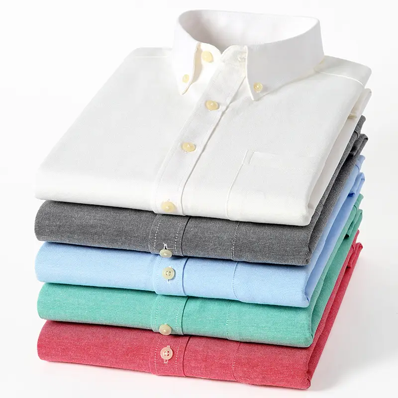 Men's Grey Oxford Button Shirt Long Sleeve - Image 13