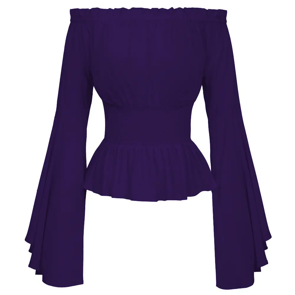 Red Long Sleeve Pleated Top for Women - Image 3