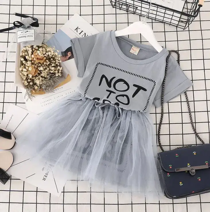 Girls Korean Letter Tulle Dress Summer 2024 - Image 3