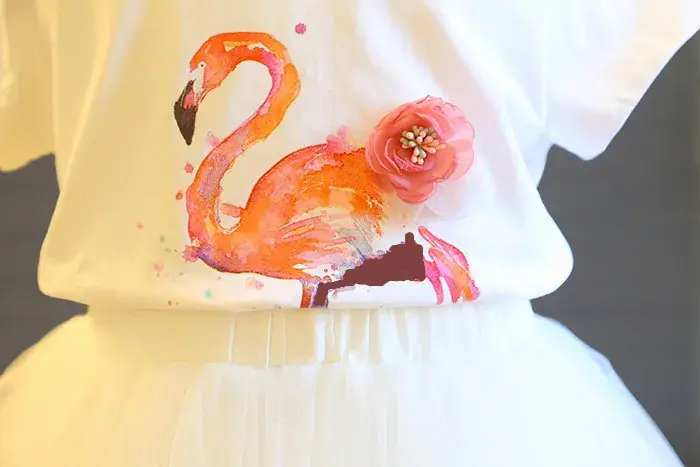 Girls Flamingo Gauze Skirt 2-Piece Summer Dress — feature 6