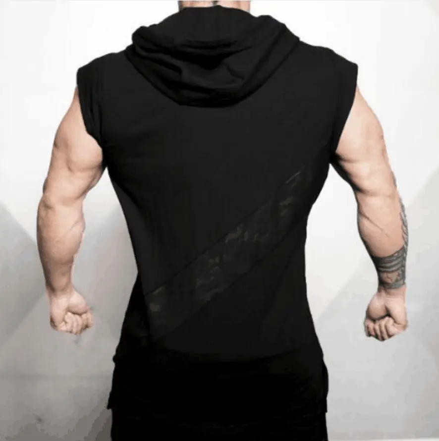 Men's Maroon Camo Hooded Sleeveless T-Shirt