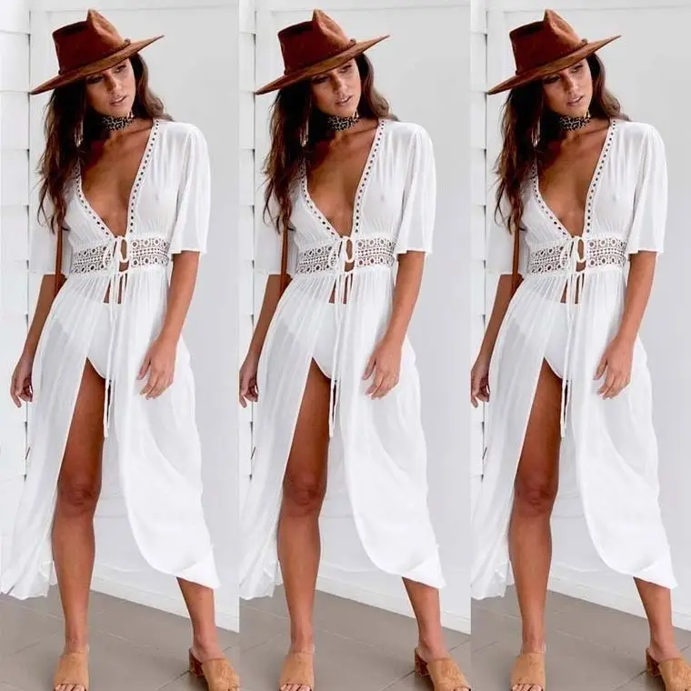 White Long Sleeve Lace-Up Cardigan Coat for Women — feature 8