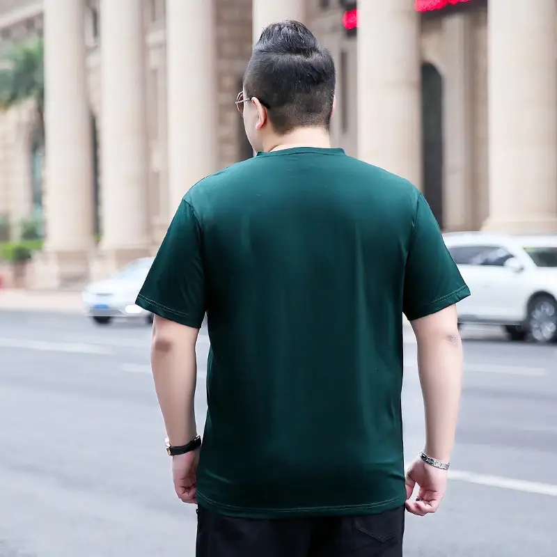 Men Green V-Neck T-Shirt Extra Large 2019 Summer - Image 3