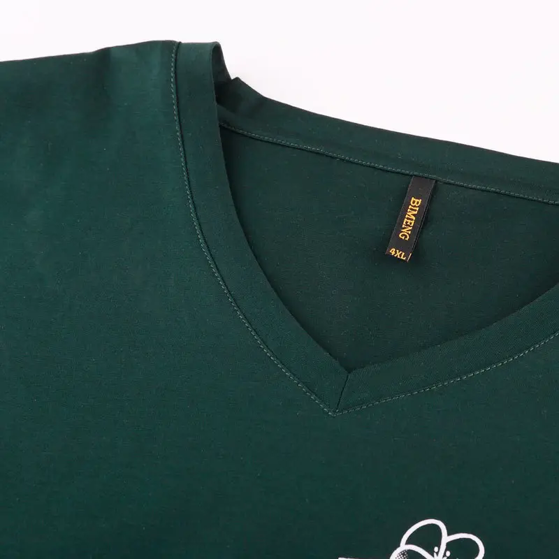 Men Green V-Neck T-Shirt Extra Large 2019 Summer - Image 4