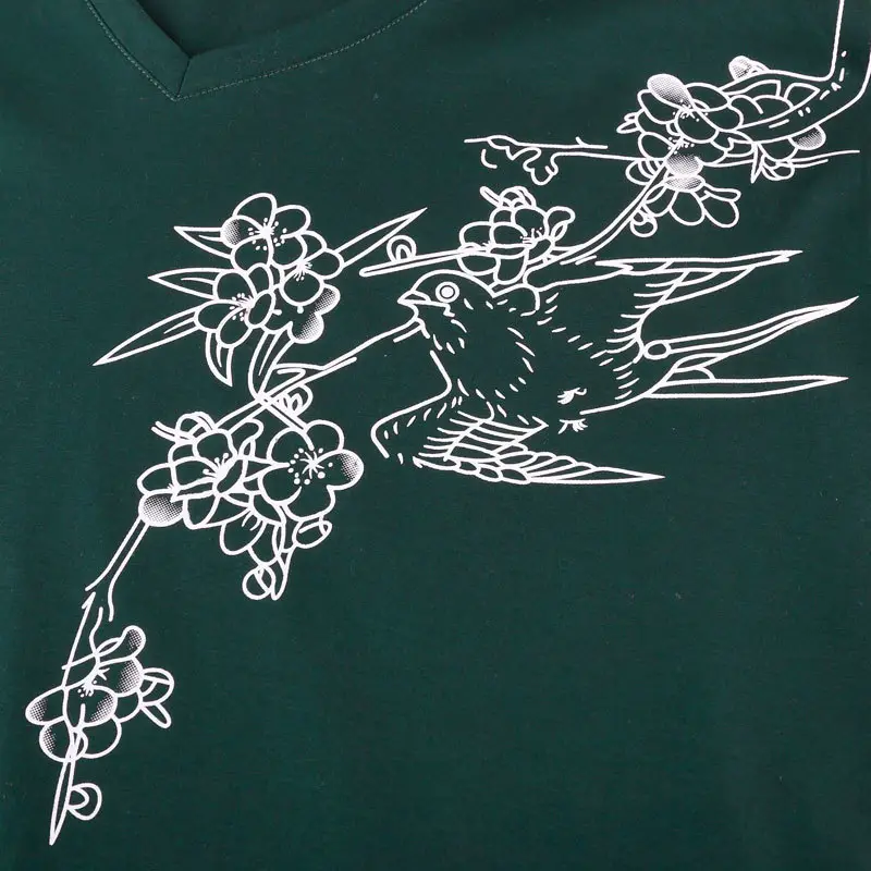 Men Green V-Neck T-Shirt Extra Large 2019 Summer - Image 5