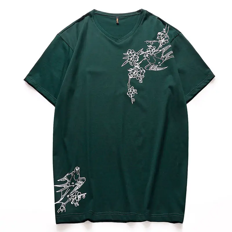 Men Green V-Neck T-Shirt Extra Large 2019 Summer - Image 6