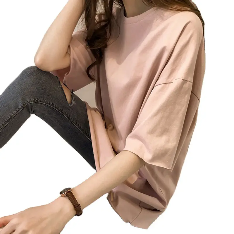 Women Loose Fitting Candy T-Shirt Short Sleeve Korean Style - Image 10
