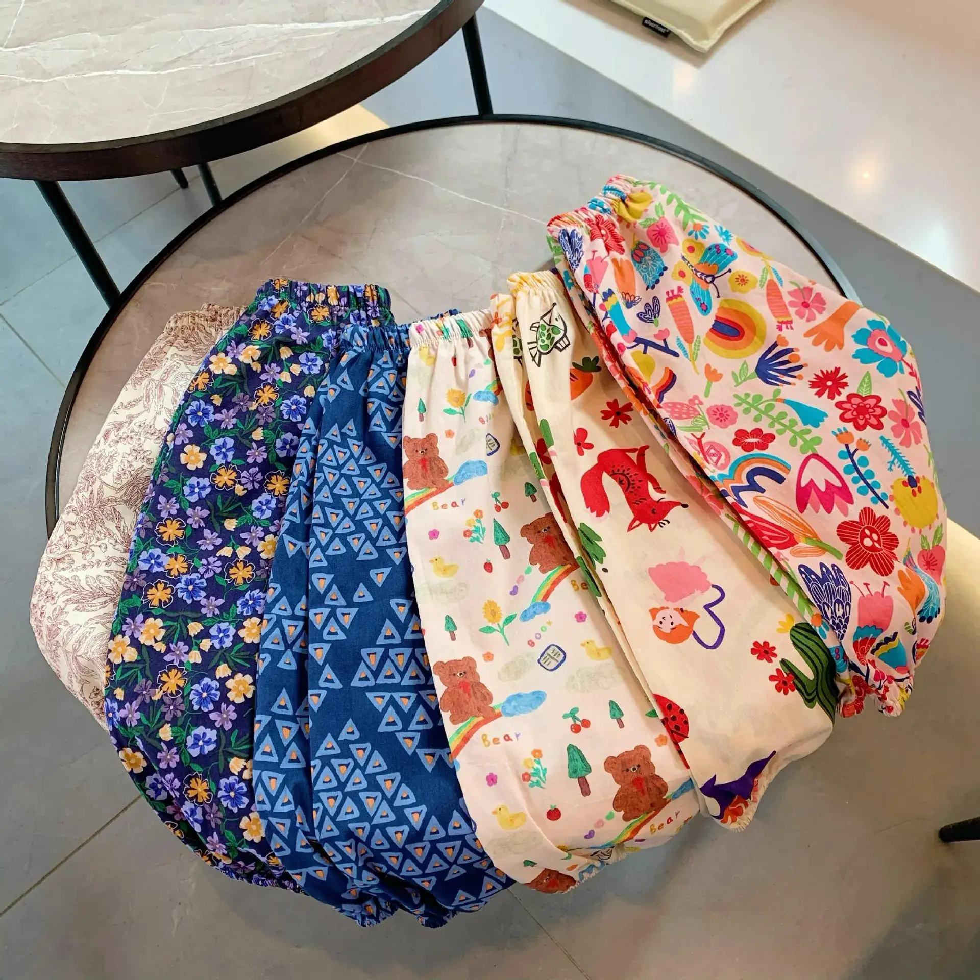 Anti-Mosquito Pants for Kids Blue Floral Cotton Summer - Image 29