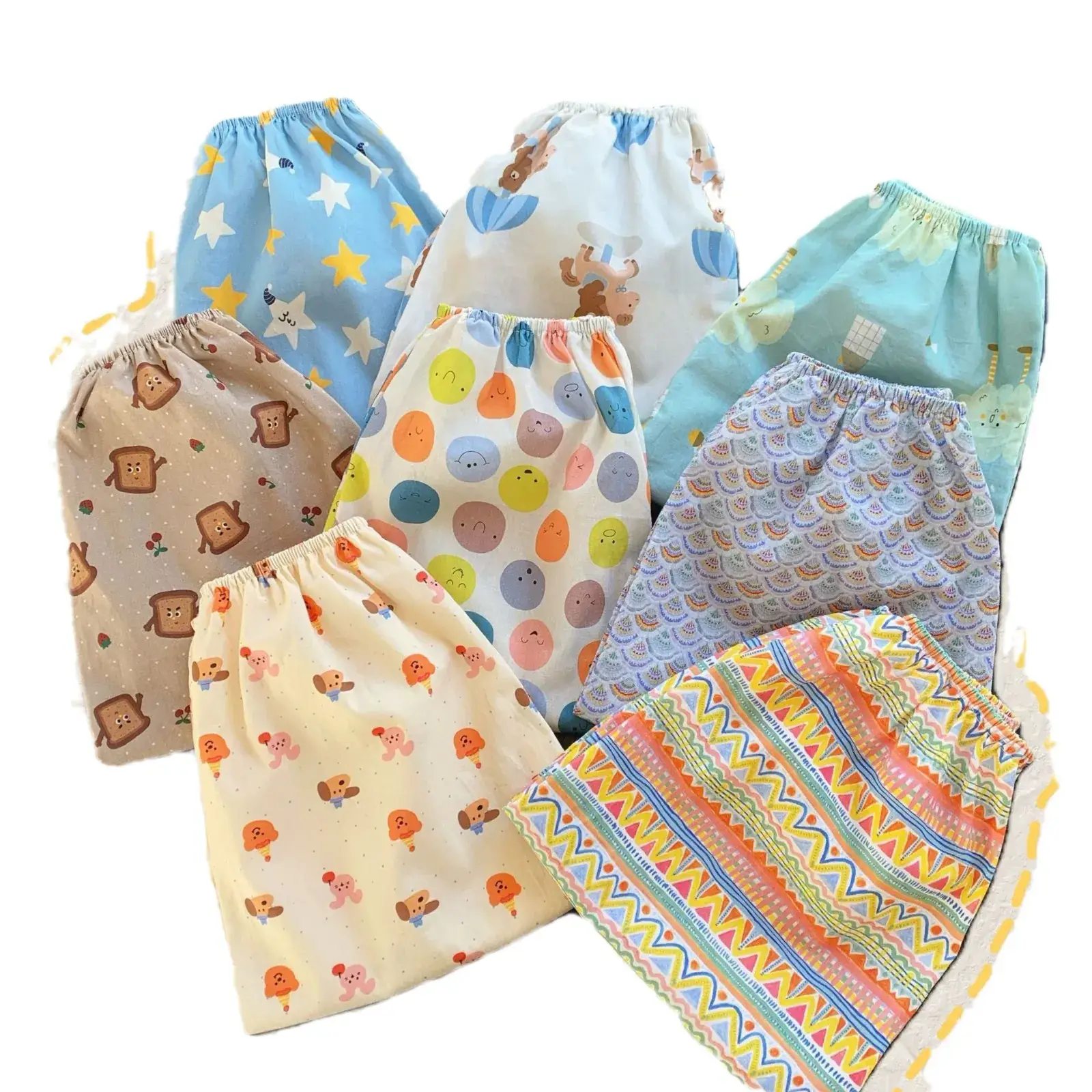 Anti-Mosquito Pants for Kids Blue Floral Cotton Summer - Image 32