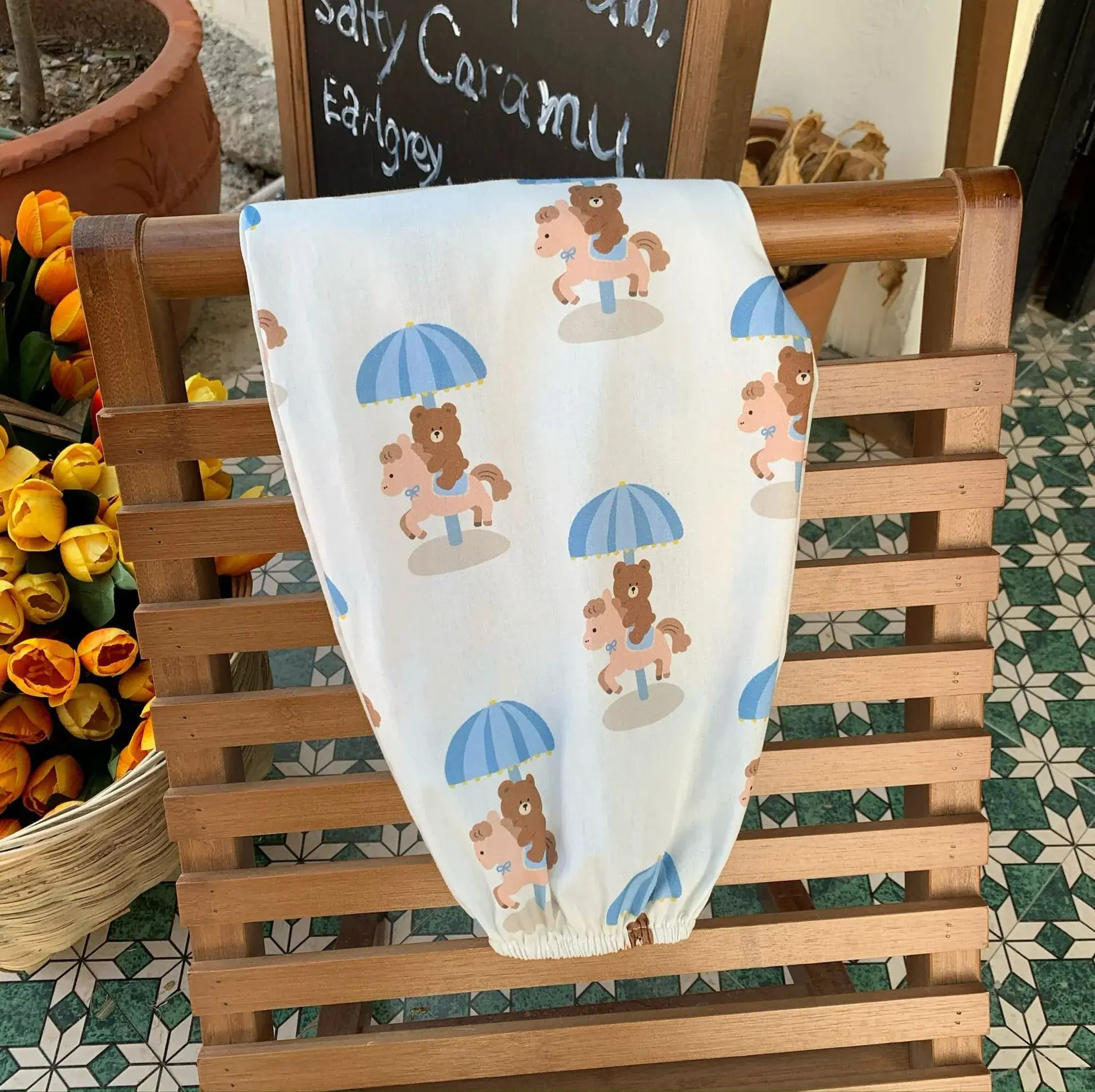 Anti-Mosquito Pants for Kids Blue Floral Cotton Summer - Image 11