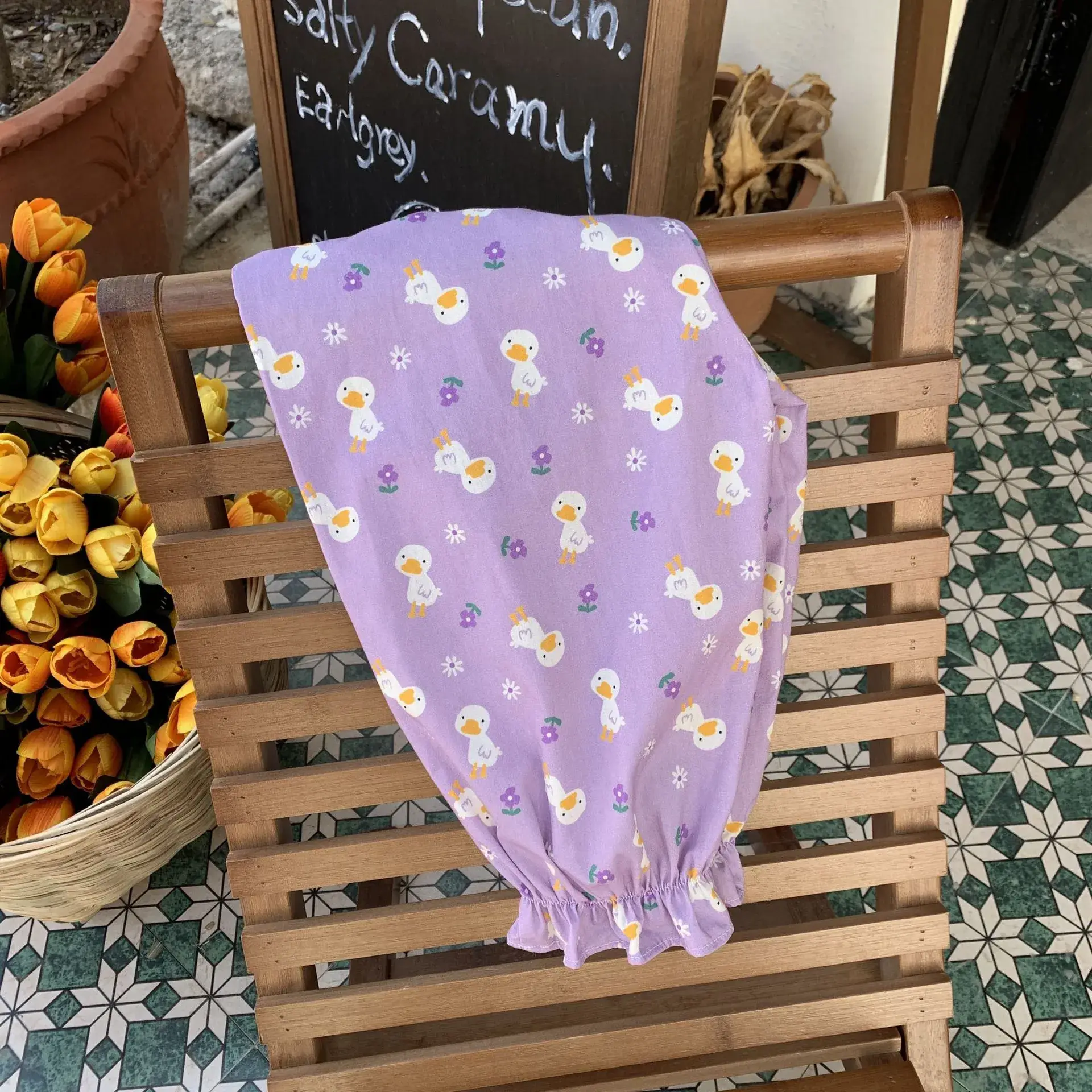 Anti-Mosquito Pants for Kids Blue Floral Cotton Summer - Image 2