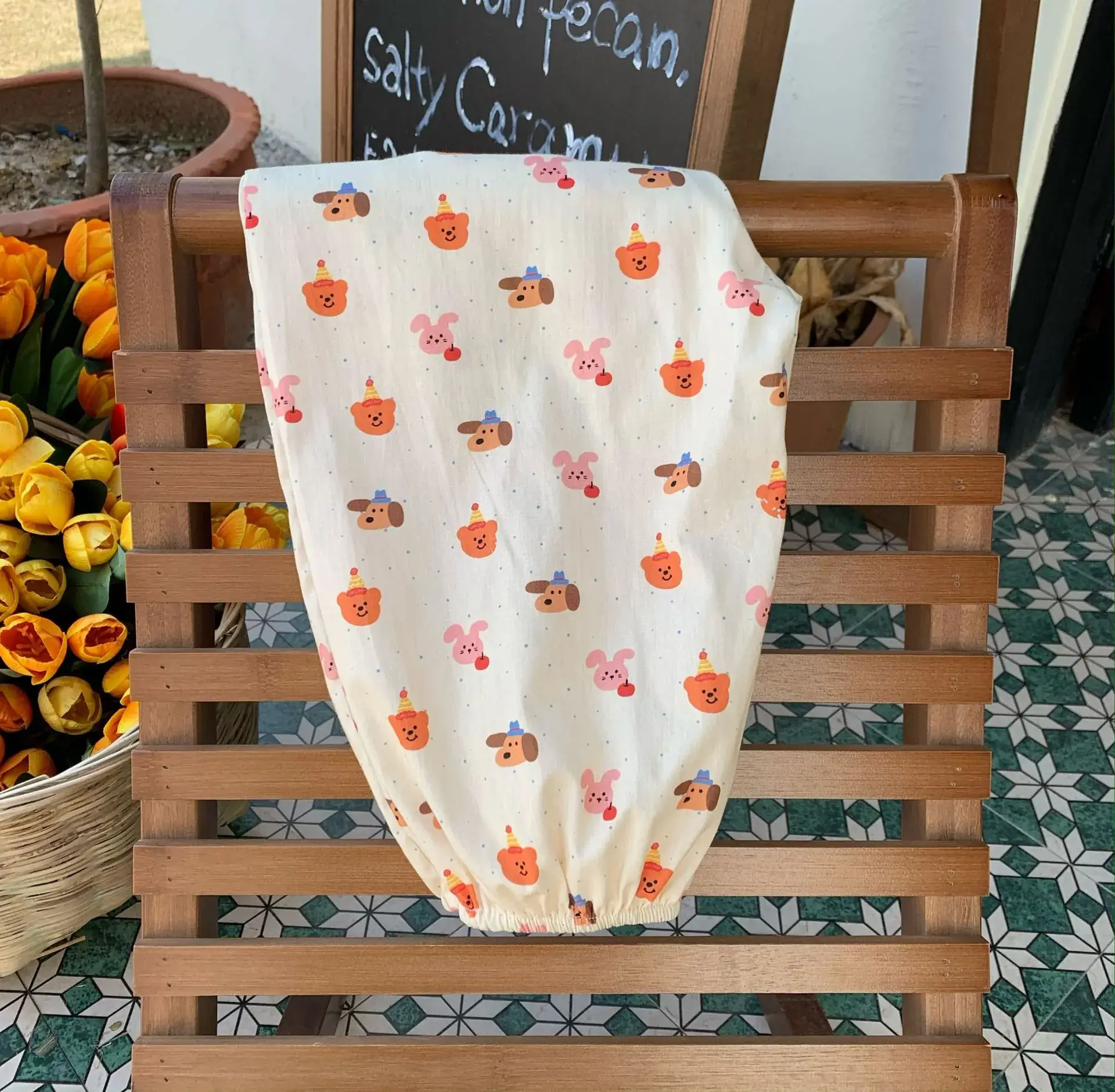 Anti-Mosquito Pants for Kids Blue Floral Cotton Summer - Image 7
