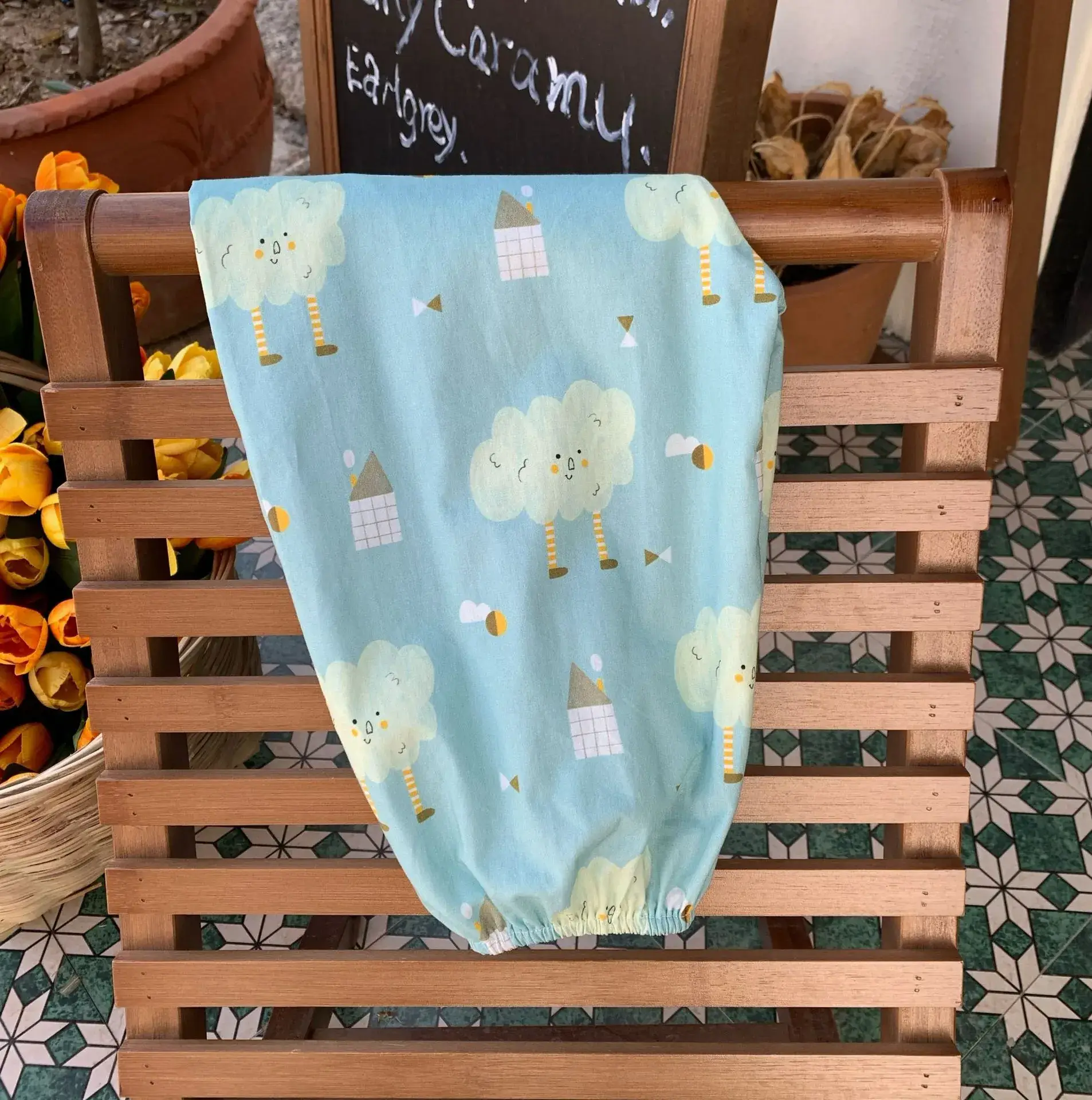 Anti-Mosquito Pants for Kids Blue Floral Cotton Summer - Image 8