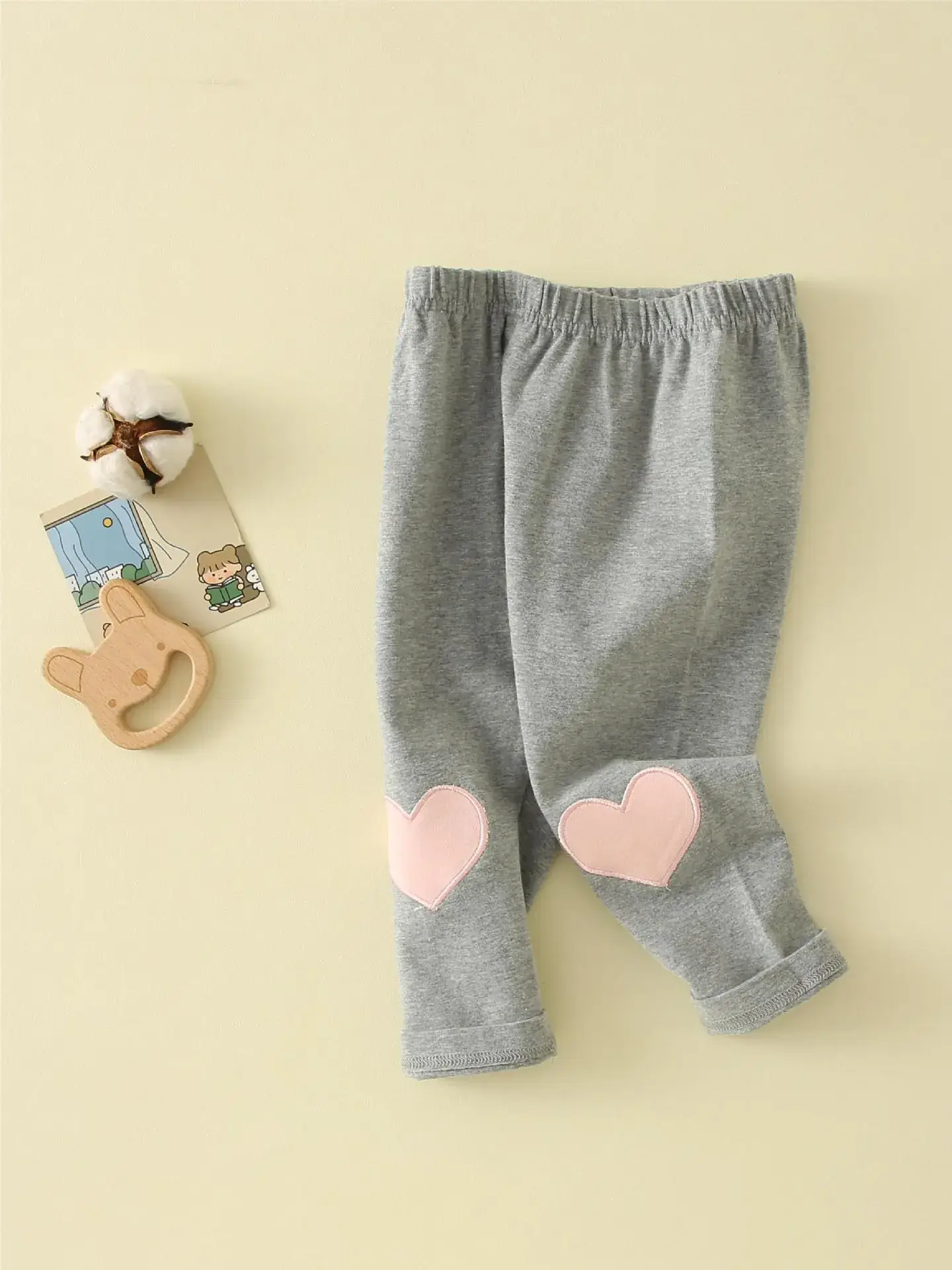 Girls Heart Pads Crib Pants 0-3Yr Grey Cotton - Image 7