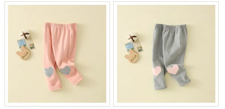 Girls Heart Pads Crib Pants 0-3Yr Grey Cotton — feature 7