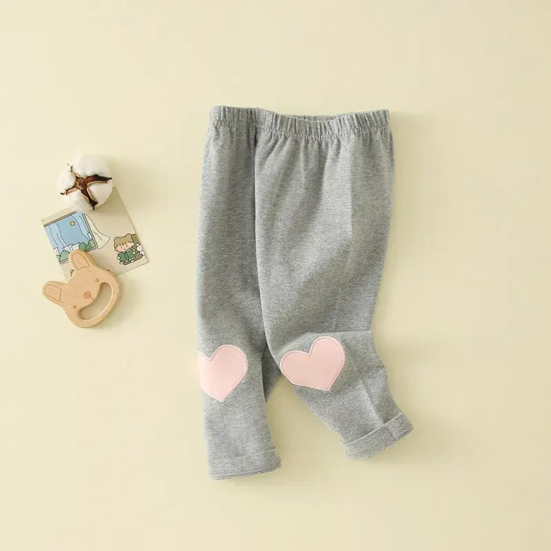 Girls Heart Pads Crib Pants 0-3Yr Grey Cotton - Image 2