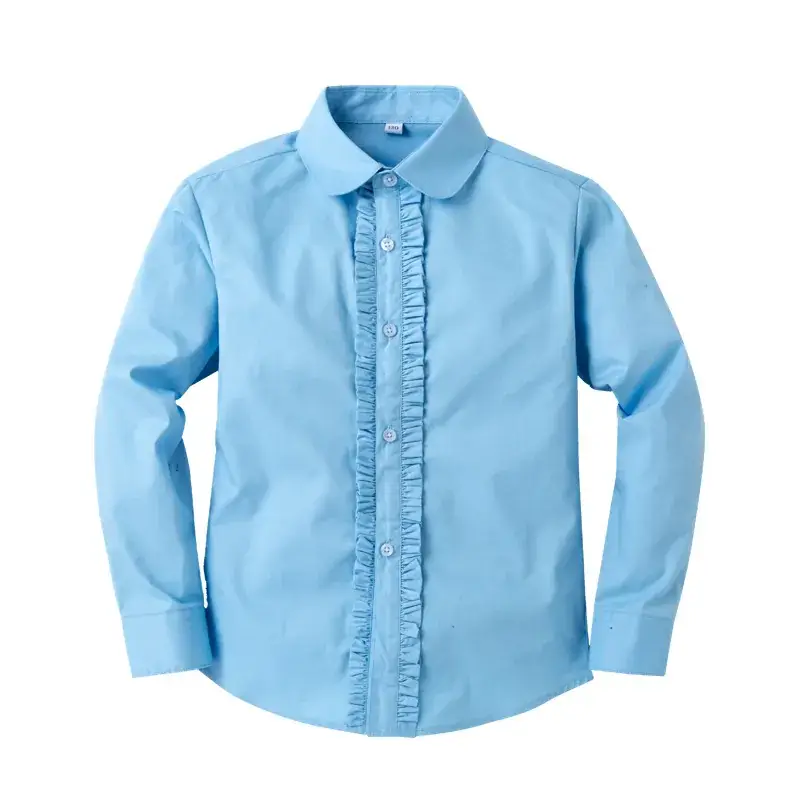 Light Blue Lace School Shirt for Girls Pure Cotton