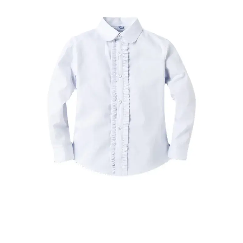 Light Blue Lace School Shirt for Girls Pure Cotton