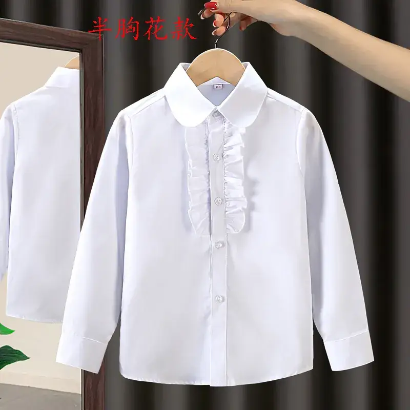 Light Blue Lace School Shirt for Girls Pure Cotton